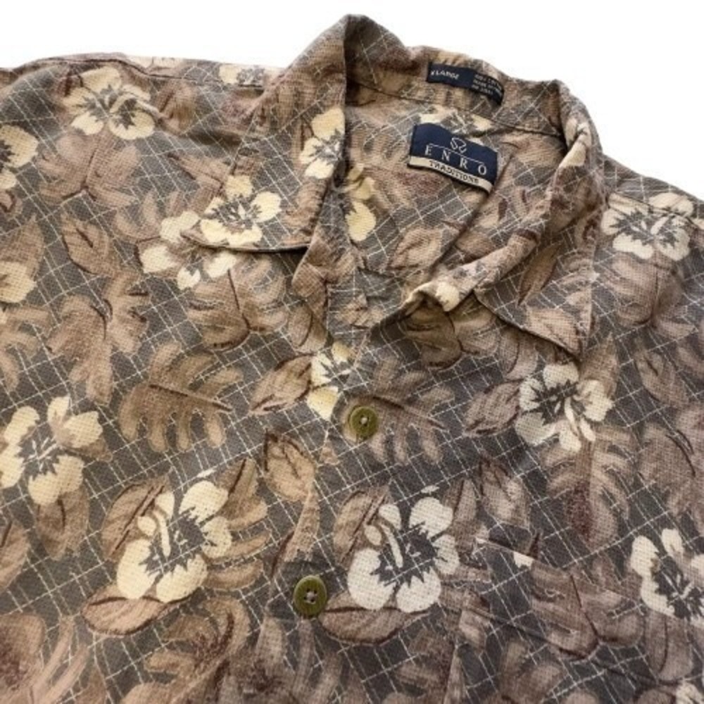 ENRO Traditions Shirt Mens XL Floral Print Button Up Short Sleeve Tropical